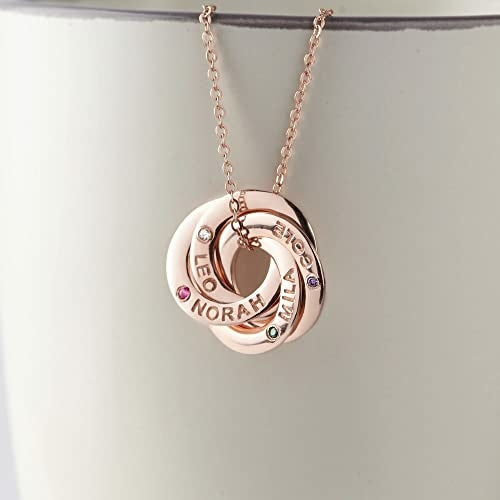 Mom Necklace With Kids Names Birthstones, Children Birthstone Jewelry