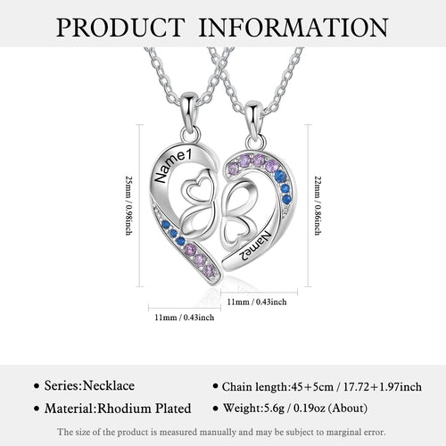 Custom Name Couple Heart Necklace